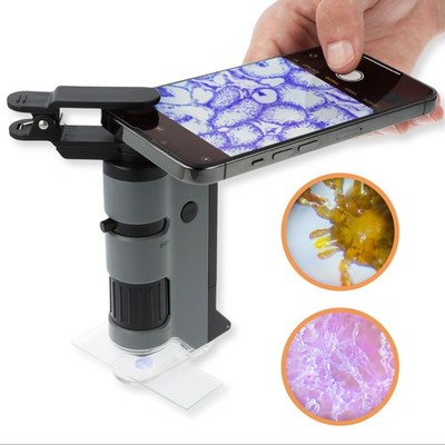 Carson Mini Mikroskop Taschenmikroskop mit LED und Adapter-Clip für Smartphones