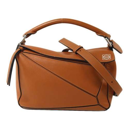 LOEWE SHW Puzzle Small 2 Way Shoulder Bag Calfskin Leather Brown
