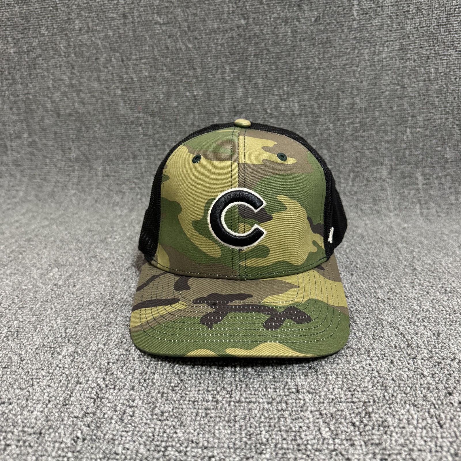 47 Brand Chicago Cubs Trucker Snapback Camo Black One Size Hat