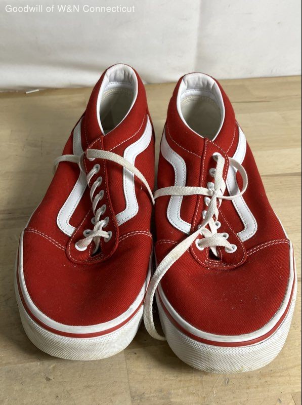 Vans Old Skool Red White Canvas Low Top Sneakers Men's Size 13