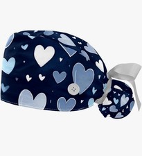 Scrub hats, nurse scrub cap, womens surgical hat, ponytail scrub cap hearts