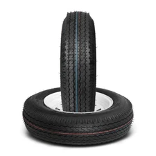 Set of 2 Trailer Tires & Rims 5.30-12 5.30x12 LRC 5 Lug Hole White Spoke Wheel