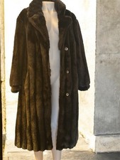 VTG 70s Wiman Dark Brown Faux Mink Fur Long Coat Made in USA Size 22 