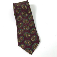 Gitman Bros James Davis Vintage Silk Tie Burgundy Green Gold Spiral USA Made