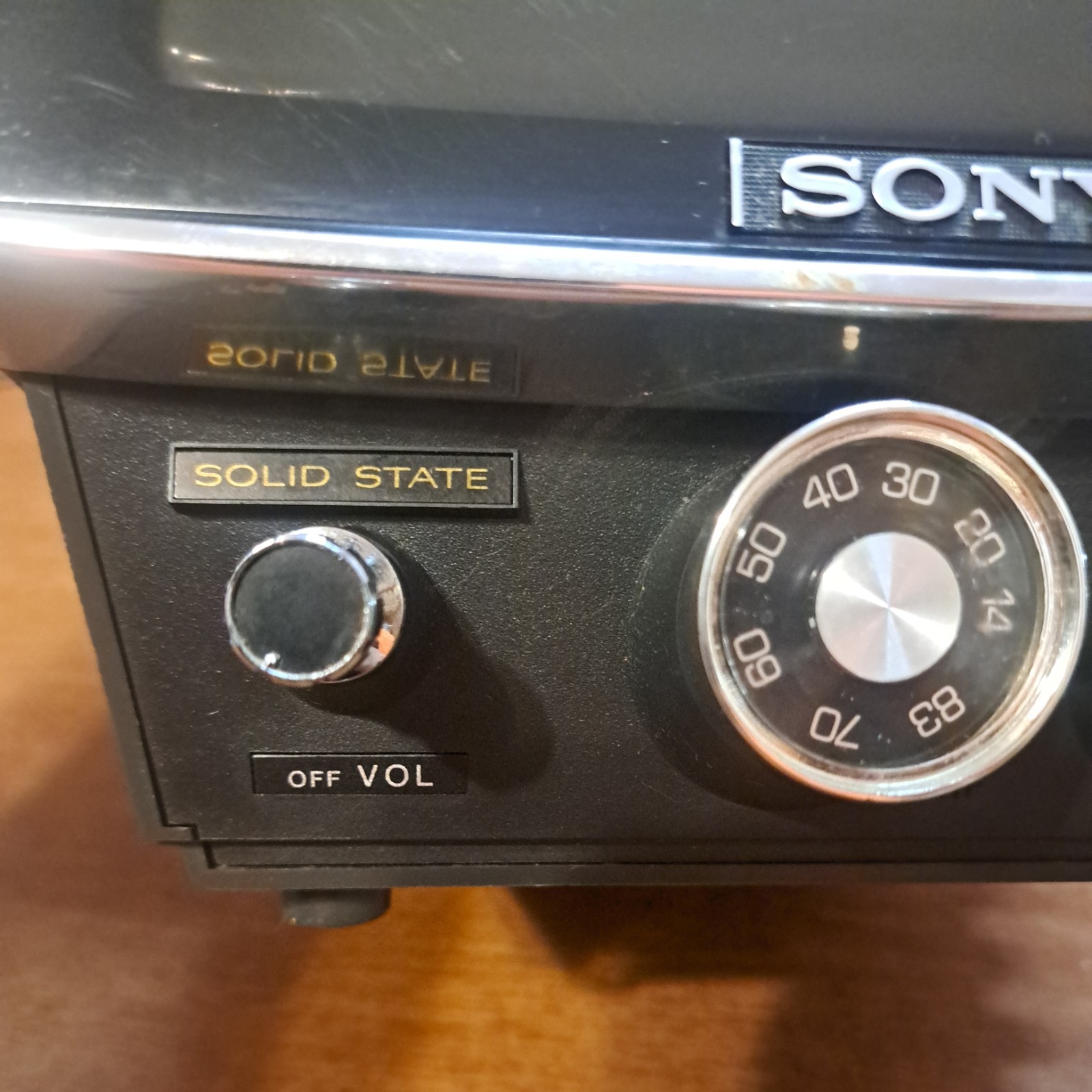 Sony  7" TV-740 Black White Television UHF VHF Vintage 1970's WORKS