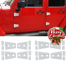 8PCS Door Hinge Covers Trim Protector for 2007-2018 Jeep Wrangler JK JKU White