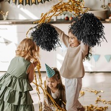 10Pcs Durable Cheerleader Pom Poms Reusable Lightweight Black Performance Props