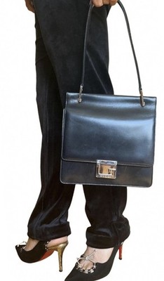 Authentic Vintage Rare  Black Leather Gucci Bag