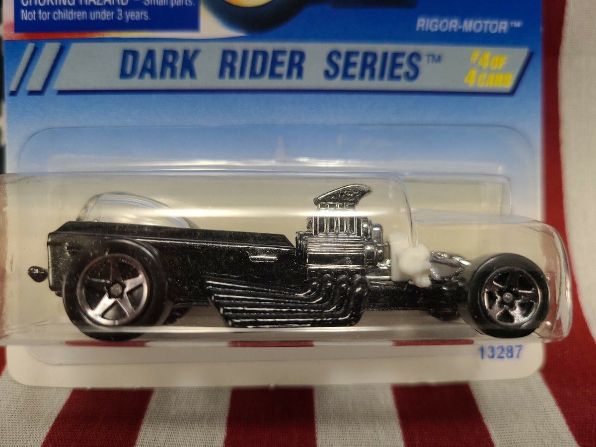 Hot Wheels Dark Rider Series #4 Of 4 Cars - Black Rigor Motor With 5-Spoke Wheels, Original Card