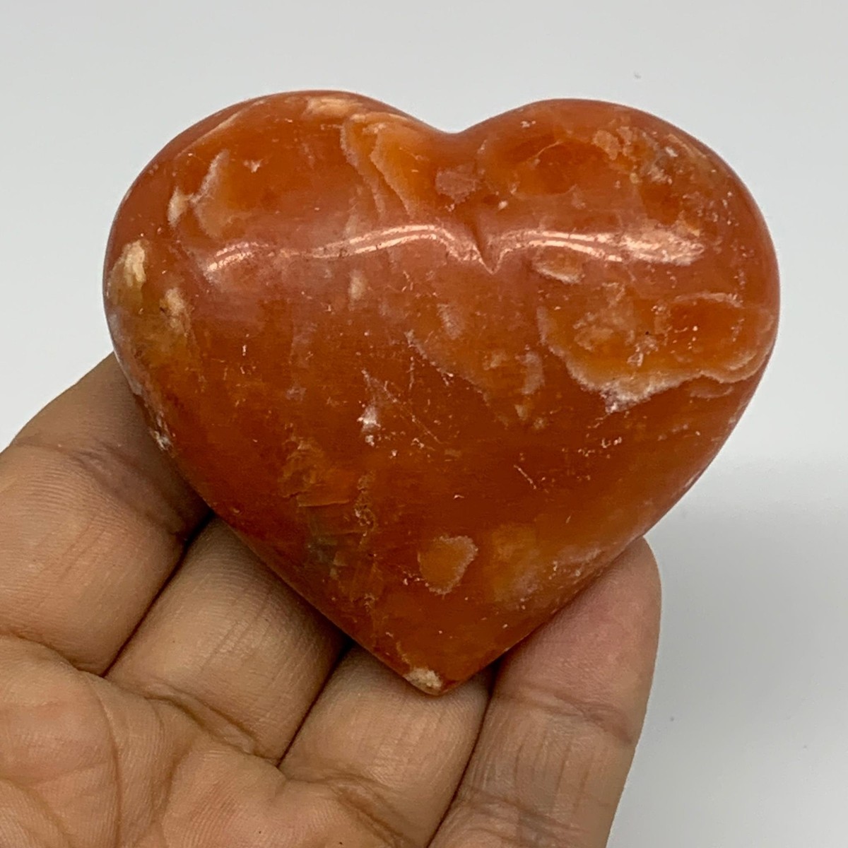 Orange Calcite Heart Gemstones from Madagascar, B33786