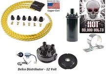 Delco Ignition Tune up kit for John Deere 1010 2010 12V Hot Coil (Yellow)