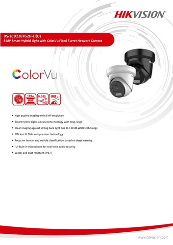 Hik 8MP AcuSense IP Camera DS-2CD2387G2H-LIU Full Color Dome Smart Hybrid Light - Picture 4 of 9