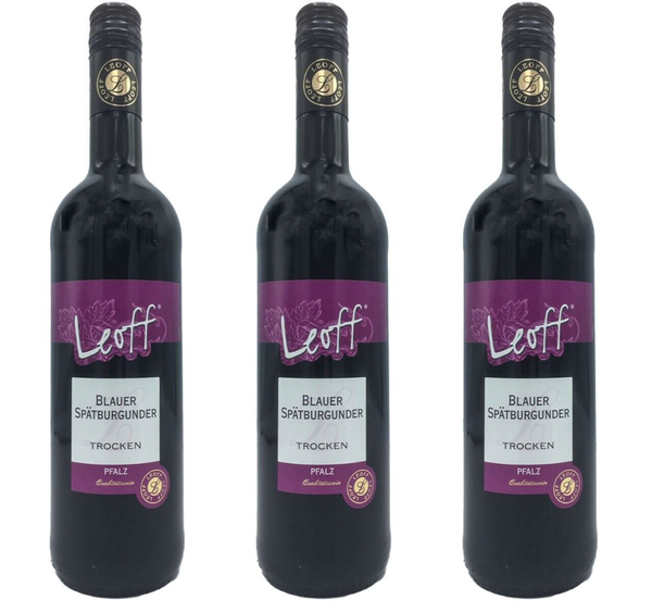 3X Leoff Blauer SpäTburgunder QBA Trockener QualitäTswein Pfalz 11,5% - 0,75L-image