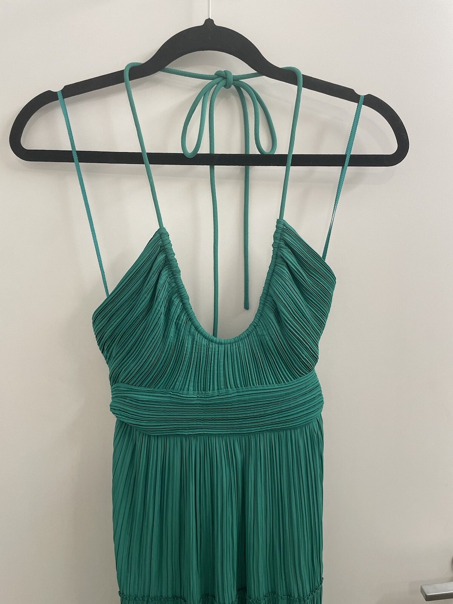 alc cecilia halter dress A.L.C. Plissé Tiered Maxi in Viridian at Nordstrom, Size 0 Cecilia maxi dress