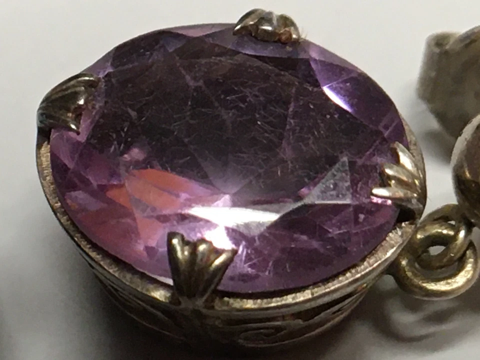 Brincos de prata esterlina 925 com pedras ovais de ametista Helzberg Diamonds - Imagem 3 de 4