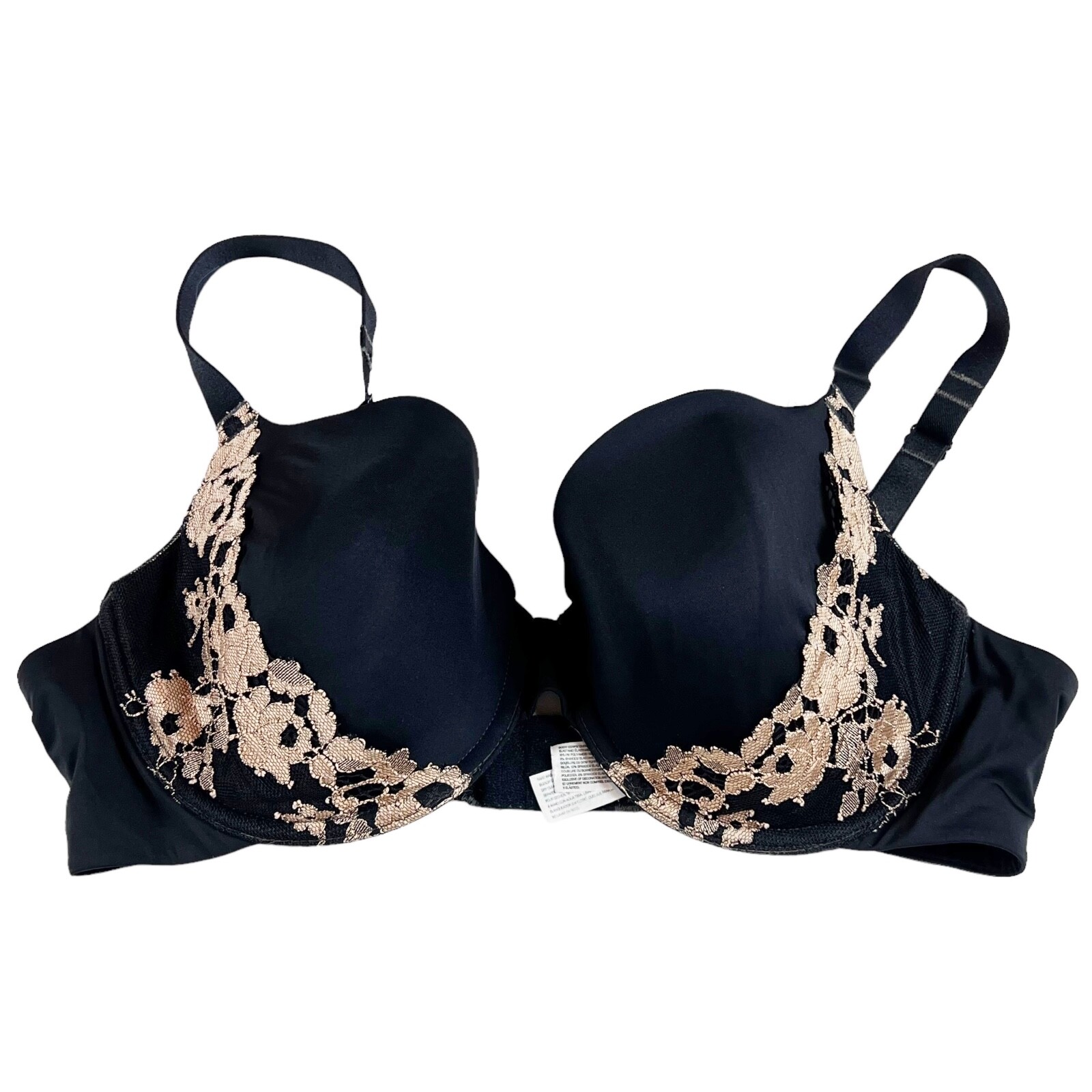 Wacoal Bra Size 38D Opulence Contour Padded Underwire Black Lace 853112 EUC