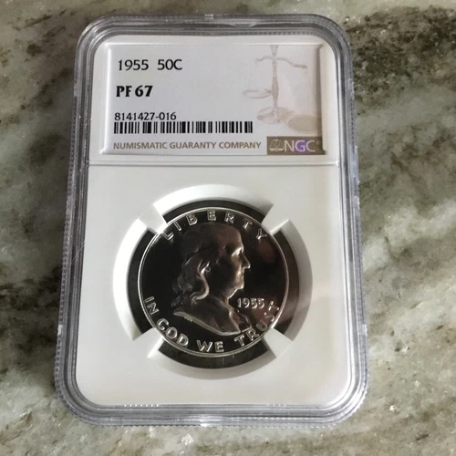 1955 PROOF FRANKLIN HALF DOLLAR NGC PF 67