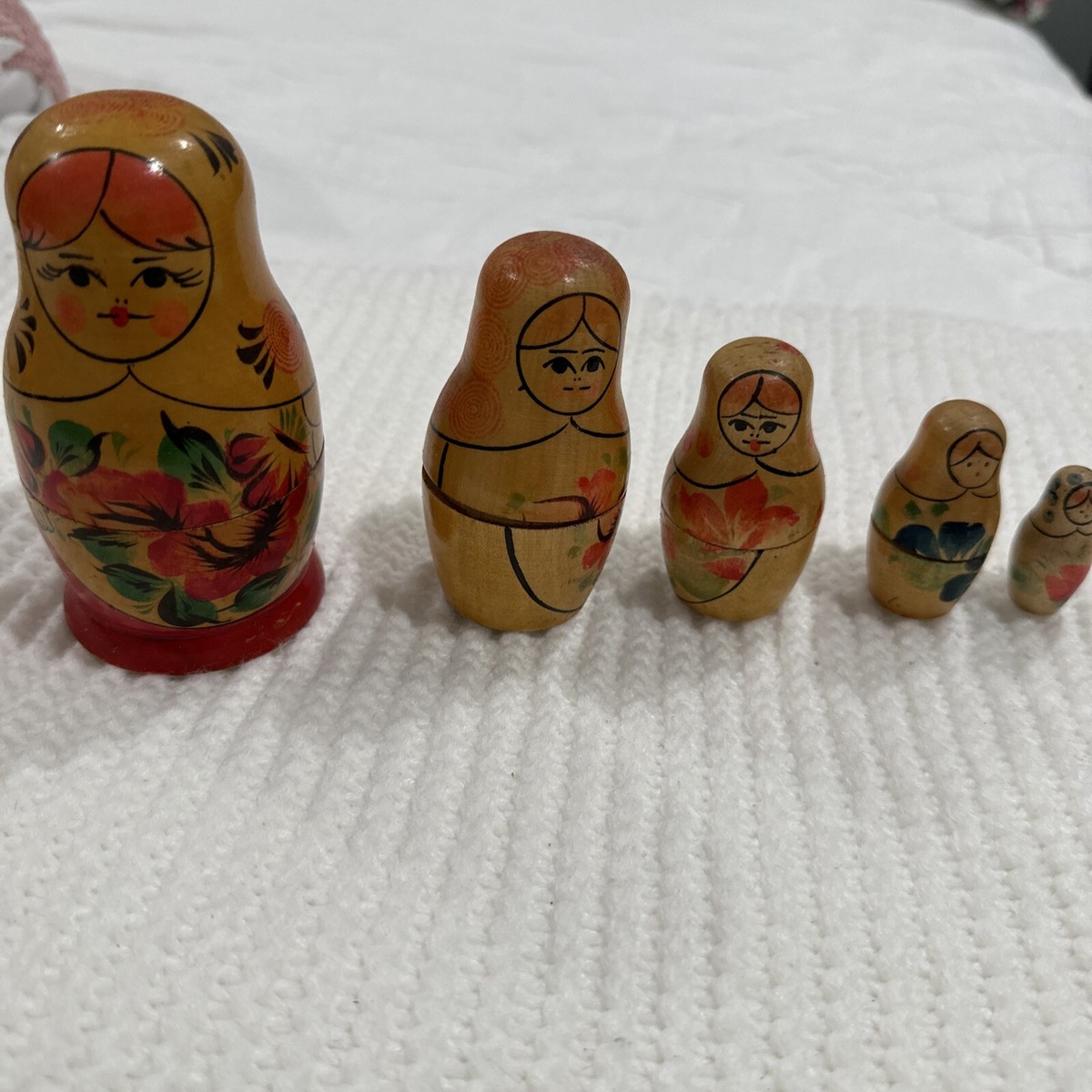 Vintage Russian Nesting Babushka Matryoshka Hand Paint Wooden  display picture 1