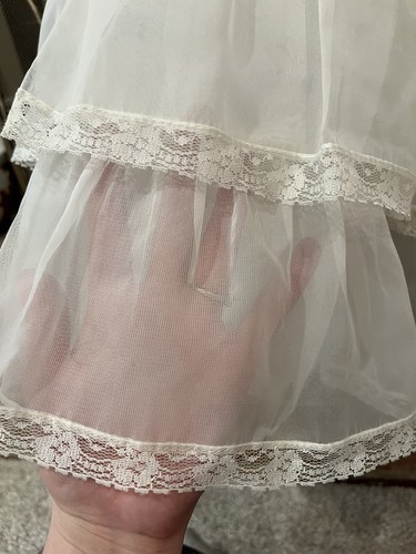 CINDERELLA’S COACH Vintage 1950s Ivory Sheer Lace Girls Dress Size 7 - Picture 5 of 12