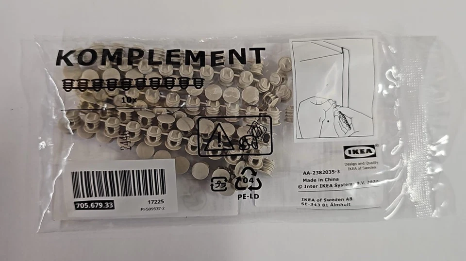 IKEA PAX KOMPLEMENT METOD VARIERA LOCH ABDECKKAPPE grau-beige X100 ORIGINAL - NEU - Bild 3 von 3