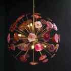 MID CENTURY PINK AGATE STONE URCHIN SPUTNIK CHANDELIER MODERN NATURAL STONE LAMP
