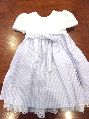 Bonnie Jean Blue Gingham White Dress Lace Size Girls 4 Tulips Summer Crinoline - Picture 6 of 6