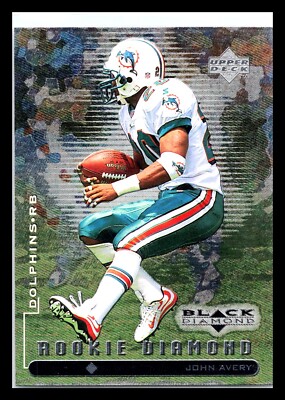 1998 Black Diamond Rookies Football Card #103 John Avery Rookie RC Dolphins