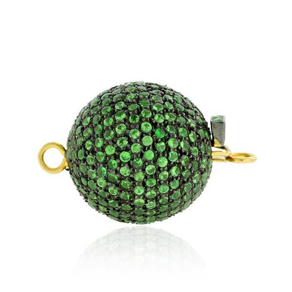 5.72ct Tsavorite Gold Plated Connector Finding 925 Sterling Silver