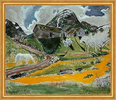 The White Horse in Spring Nikolai Astrup Mountains Horse Spring B A2 02922 Framed