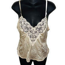JCPenney Vintage Nice 'N Spicy Satin  Lace Camisole Cami Beige sz 34