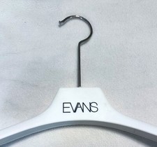 Vtg EVANS Logo Store Clothing 15.75  Wide Large Plastic Hanger Advertising White