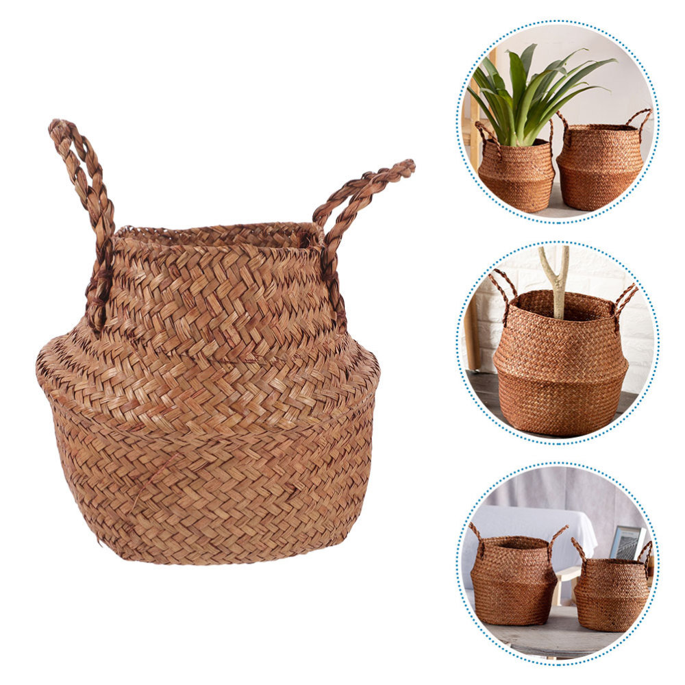 Seaweed Seagrass Woven Flower Basket Fruit Storage Wicker Laundry