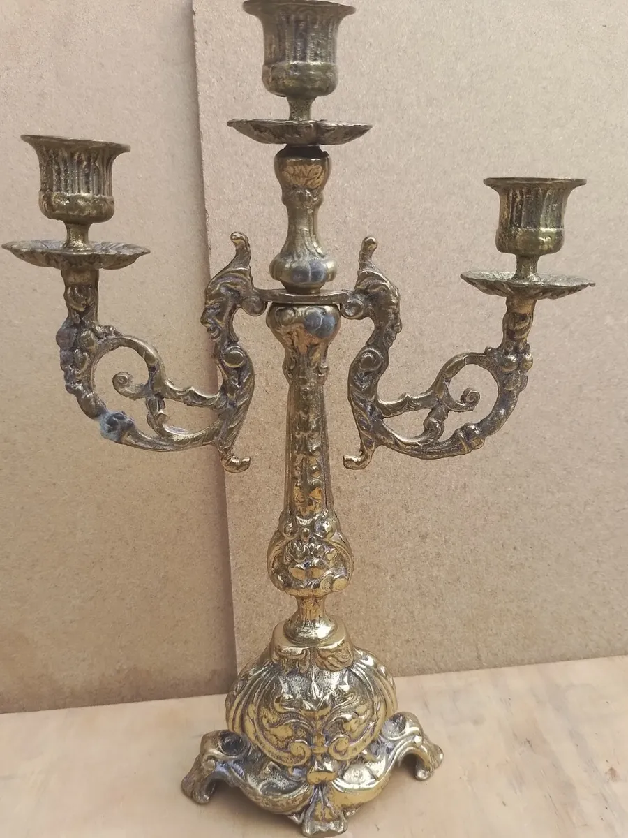 Vintage Old Retro Brass candelabra candles 13.5 Disney design fantasia  display