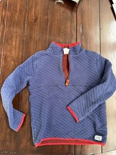 J Crew Crewcuts Quilted Reversible Pullover Sweatshirt Boys Blue 1/4 Zip