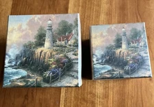 2003 Thomas Kinkade Light Of Peace Nesting Boxes Set Of (2) 5” Cube & 4” Cube