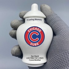 Ceramic Baseball Urn   Chicago Cubs Theme, Custom Text