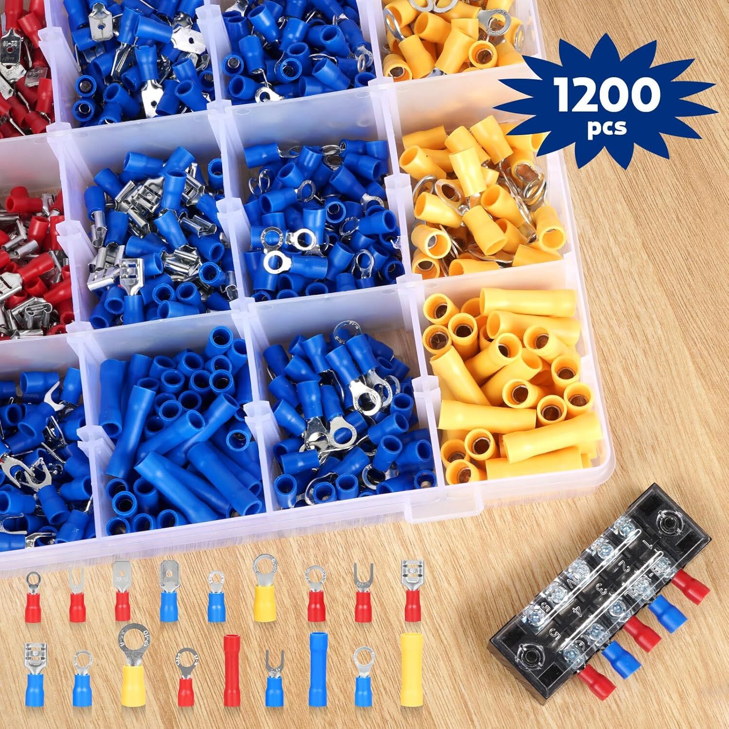 Gl Terminals Set 1200Pcs Assorted Insulated Electrical Wire Terminals Crimp Connectors ...