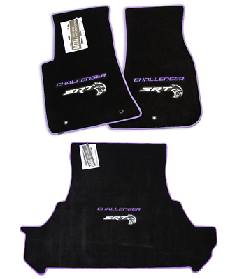 NEW Dodge Challenger Hellcat Floor Mats 5PC Black Purple Logo