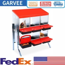 Chicken Nesting Box 6 Hole 2 Layer Hen Nest Boxes with Legs Eggs Laying Boxes