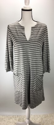 Maternal America Maternity Dress M Medium Shift Pockets Split Neck Stripes NWT