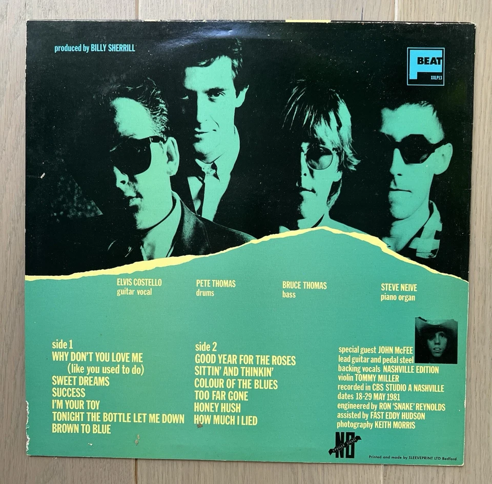 Elvia Costello and the Attractions, Almost Blue LP, Ex/VG+, A1/B1 1st Press 1981 - Image 2 of 2