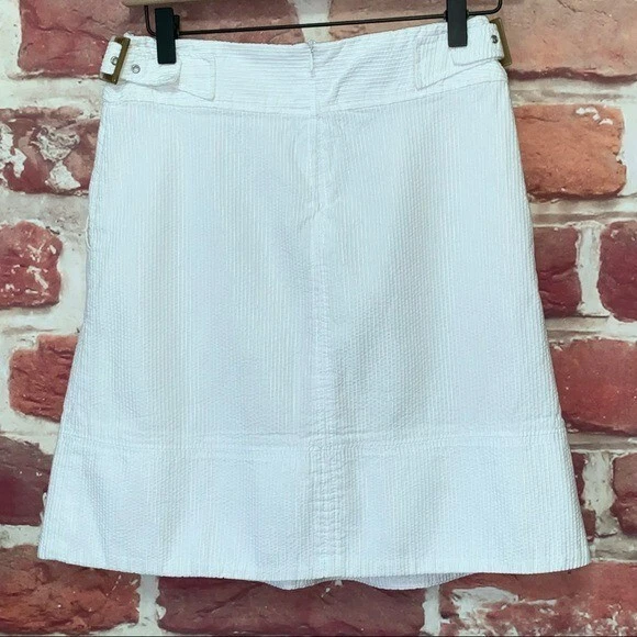 Falda Mango MNG Mujer Talla 4 Blanca Bordada Rayas Bolsillo Cremallera  Foto 3 de 4