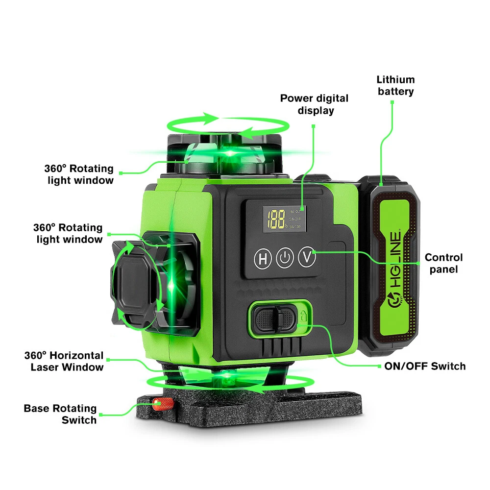 Laser Level Self Leveling with Tripod 4x360° Cross Line Laser for Construction