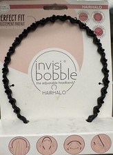 Invisibobble adjustable black headband and a strong grip clear hair ring set.