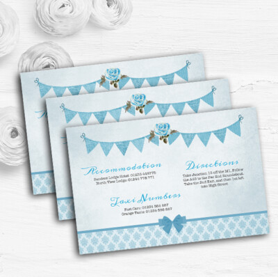 Vintage Landhausstil Wimpelkette Puder Babyblau Hochzeit Gast Informationskarten