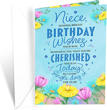 Greetings Birthday Card Niece, Made in America, Eco-Friendly, Thick Card Stock w
