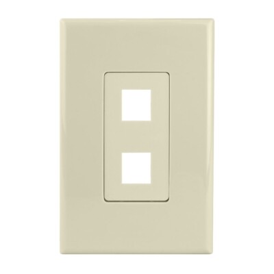 Construct Pro 2-Port Keystone Wall Plate with Screwless Face (Ivory)