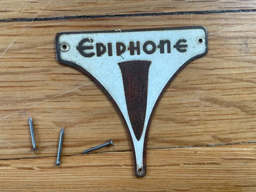 vintage 1951 Epiphone brass bikini logo / Century Olympic Zephyr Regent Sorrento