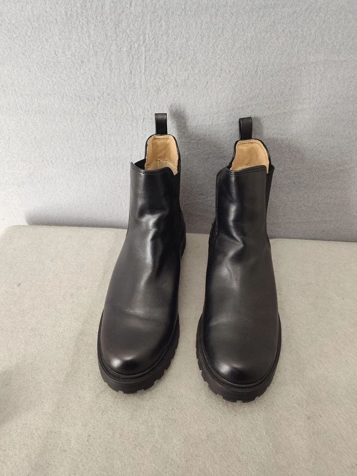 Journee Collection Botas Mujer Talla 8.5 Negro Chelsea Lug Suela Zapatos Sin Cordones Foto 2 de 4