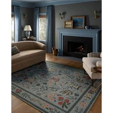 Loloi Rifle Paper Co. Wildwood Collection WWLD-01 Sage 2'-3" x 3'-9" Accent Rug